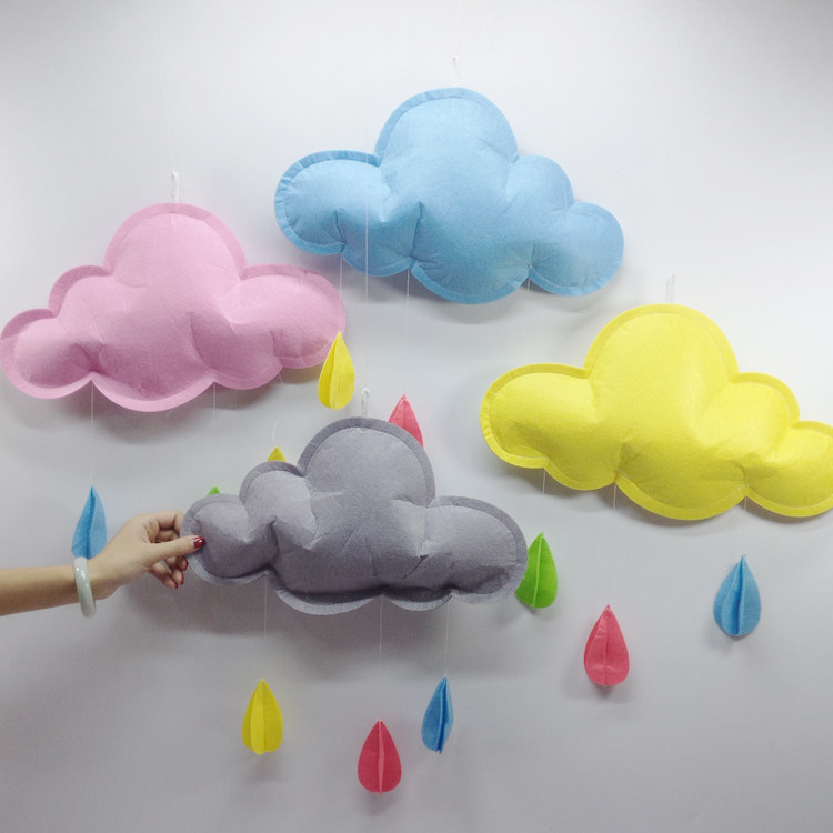 Childrens tent accessories home decoration hand-decorated clouds raindrops cloth kindergarten pendant arrangement gift supplies