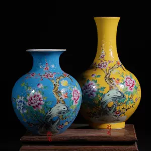 中国花瓶 景德镇 古董品 重工粉彩 山水紋 松鶴 特大高さ82cm古美術 ic