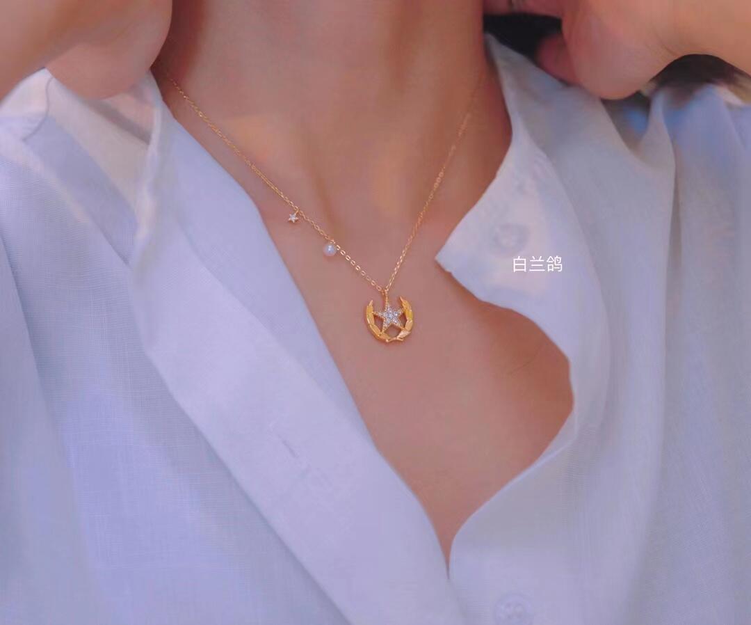 白兰鸽原创设计纯银镀真金领花项链 情人节送女朋友礼物