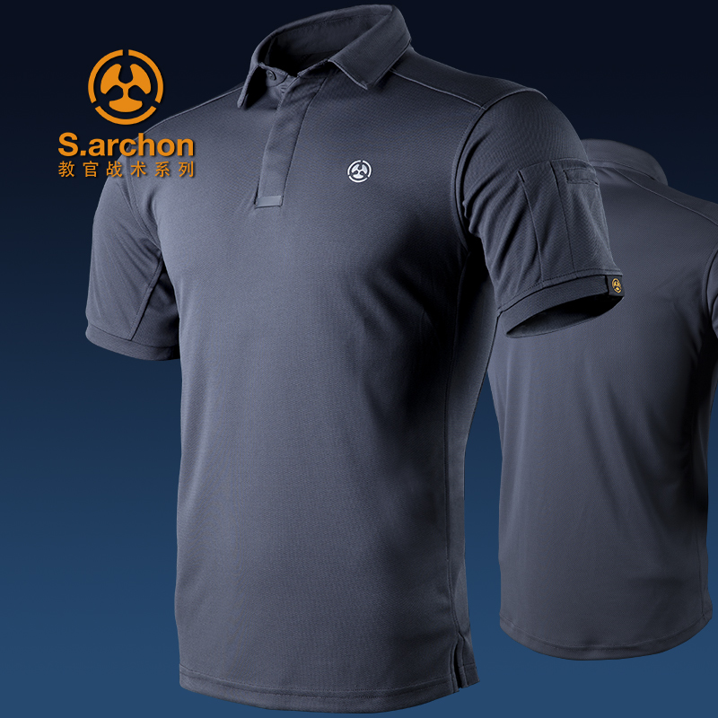 Executive tactics summer outdoor quick-dry T-shirt mens flip-collar sports short-sleeved loose-fitting military fans half-sleeve POLO shirt