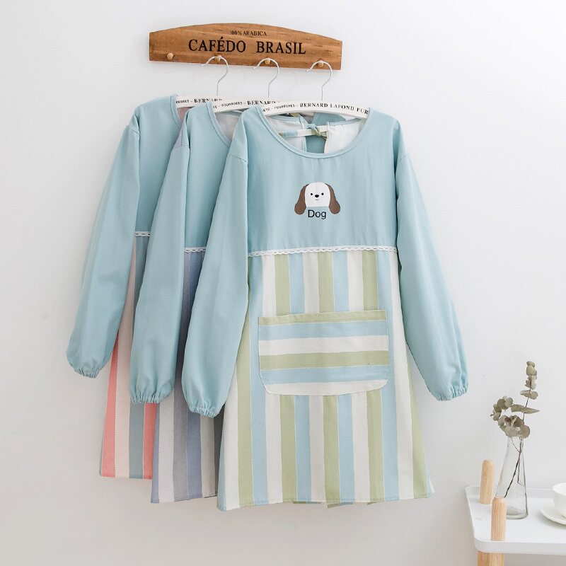 Anti-wearing apron hoodie cute hoodie bib cartoon baking cooking clothes to add new long cloth long sleeves