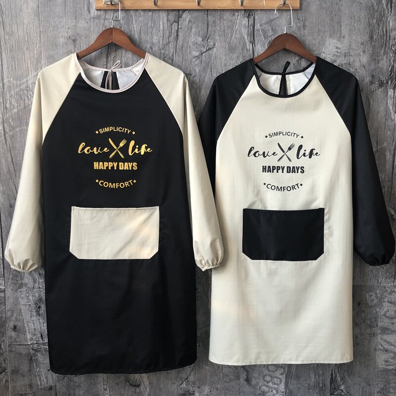 Apron hooded clothes back-dressing large code work clothes kitchen anti-dirty personality manicure to work spring and summer cleaning hotel good-looking