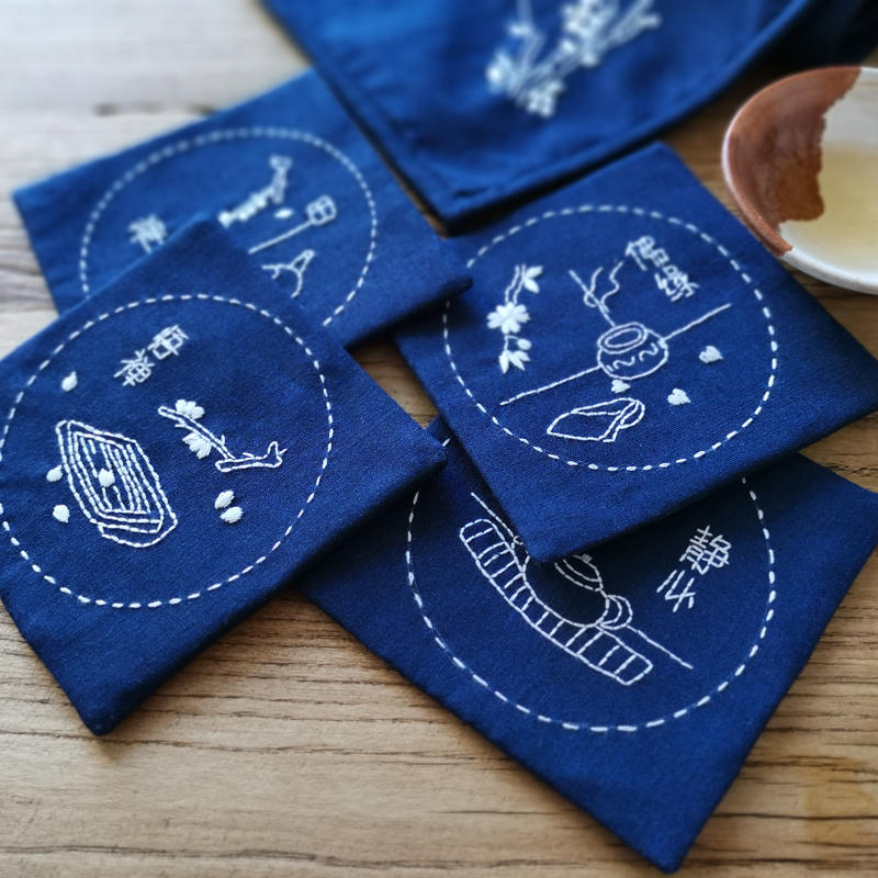 刺绣茶垫棉麻茶巾杯垫手工diy材料吸水加厚中式茶道茶具配件自制
