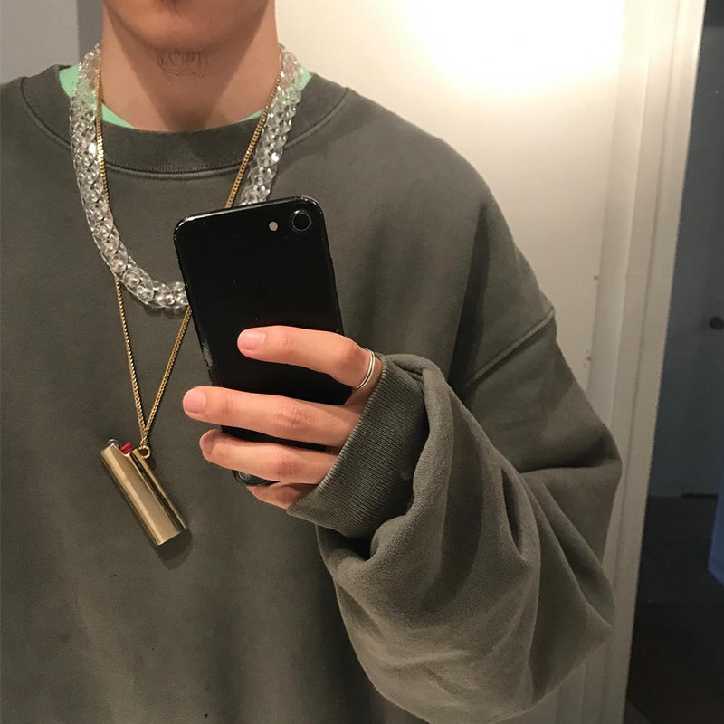 KANYE master the same SEASON6 earth color water wash to do the old plush high street hatless loose round collared guard man