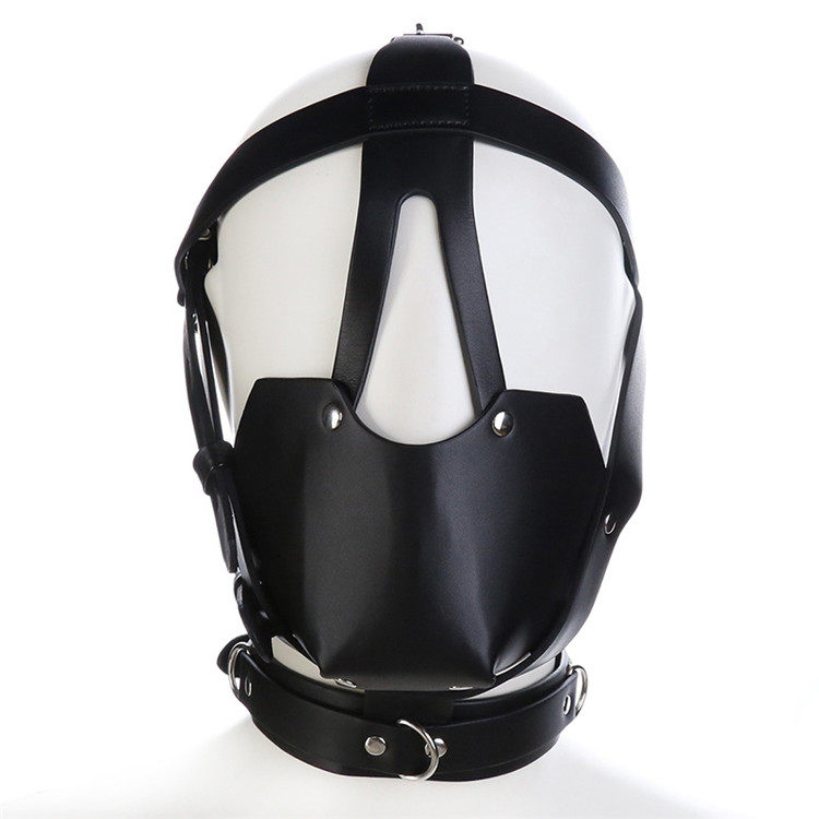 Black leather horse-shaped headgear sm alternative teaching tool mouth ball mouth plug mouth mask collar K9 male and female