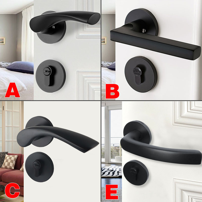 72 black bedroom solid wood door lock indoor door lock bedroom door lock American door lock magnetic suction door lock split lock
