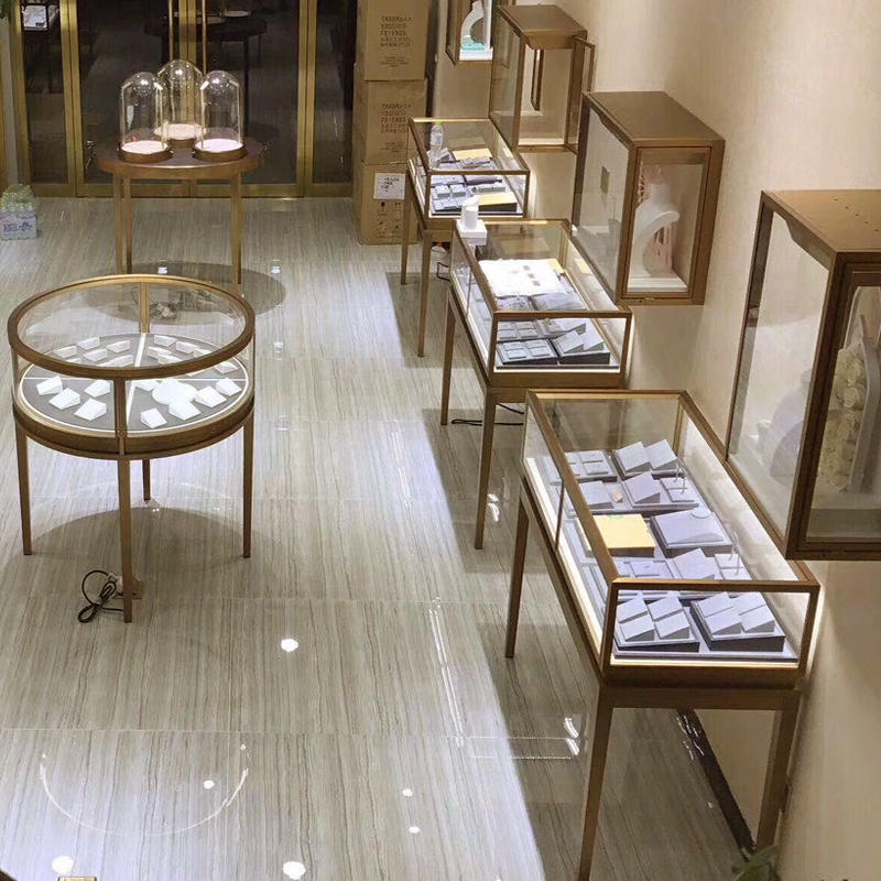 珠宝展示柜翡翠首饰玻璃展柜定制轻奢橱窗中岛展示台商用陈列柜子