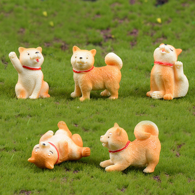 Little yellow dog Akita dog Moss micro-landscape ecological bottle multi-meat plant DIY decorative creative small ornaments