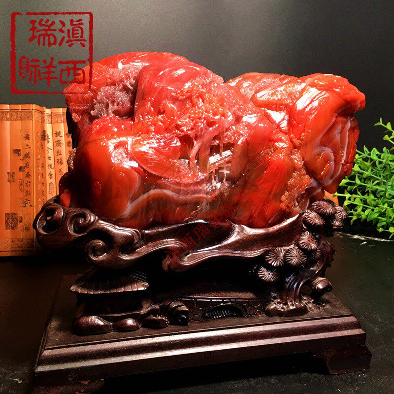Yuxi Ruixiang boutique original mine natural Baoshan South Red Agate Willow Persimmon Red Mountain visiting friend decoration certificate