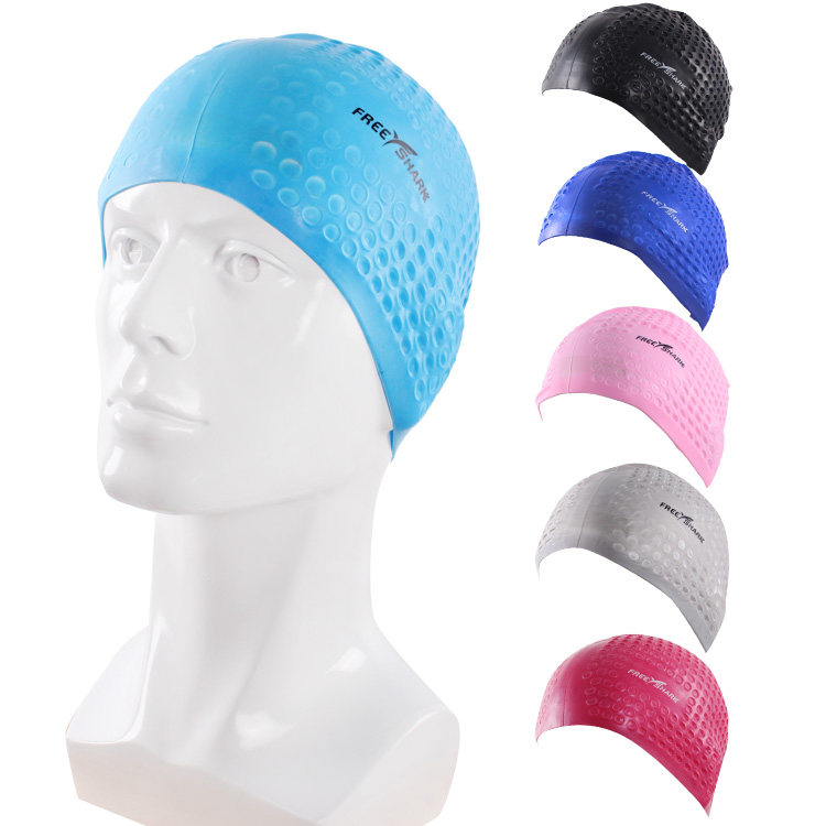 High-bounce not le head swimming cap mens and womens general length hair fashion silicone waterproof swimming cap anti-slip inner particles swimming