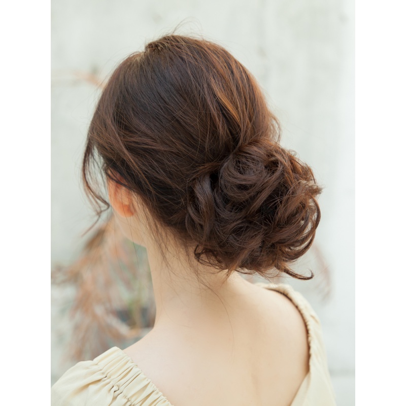 Guojing real wig ring pill head artifact disc hair fluffy curly hair ring lazy flower head natural hair ornament flower