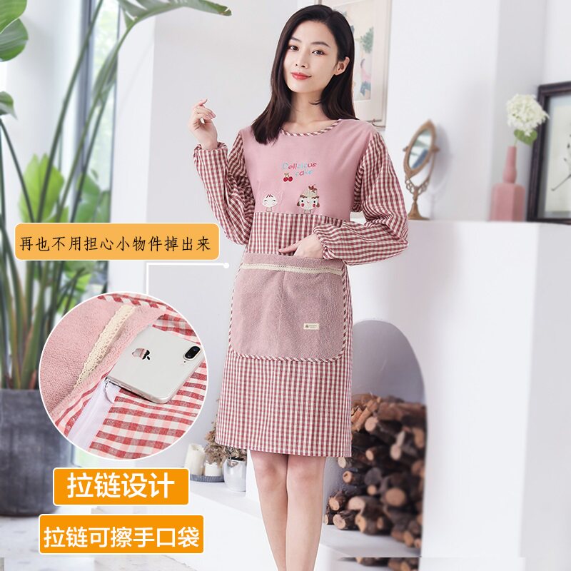 Anti-dressing apron hood pocket new adult lady half-length kitchen hotel long sleeves long fresh cooking