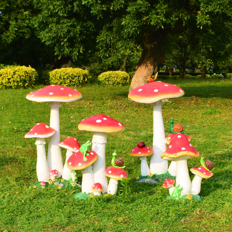 卡通仿真玻璃钢青蛙蜗牛蘑菇雕塑幼儿园小区公园草坪动物小品摆件