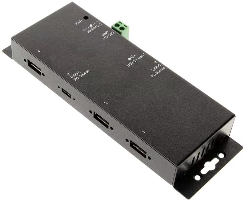 Coolgear USB-C 4-hole hub w Power Delivery and 15KV ESD Surge