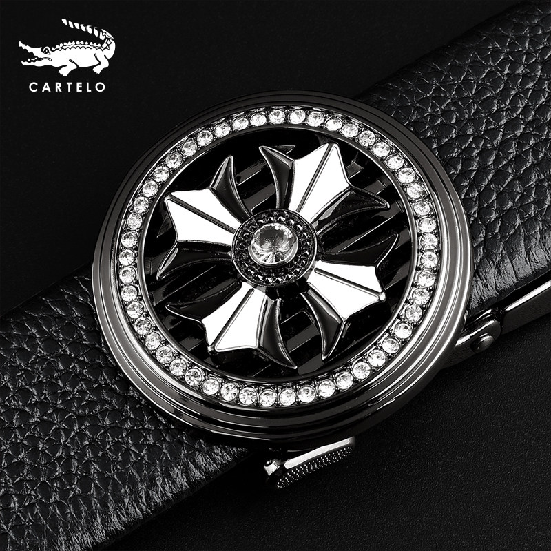 Crocodile belt mens leather automatic buckle pure cowhy mens belt young people to run the personality trendy mens belt