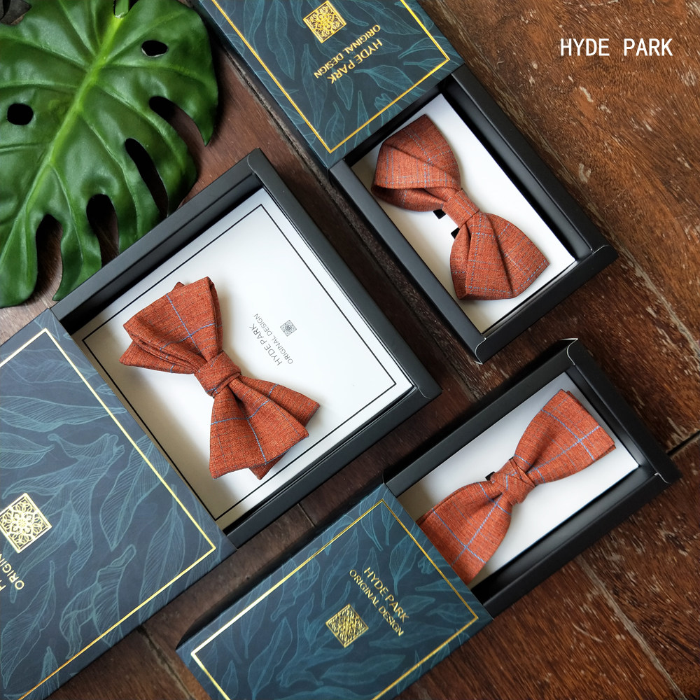 Hyde Park bow tie men married British retro orange bridesmaid Han Versionsen tied wool cotton hemp mens collar flowers