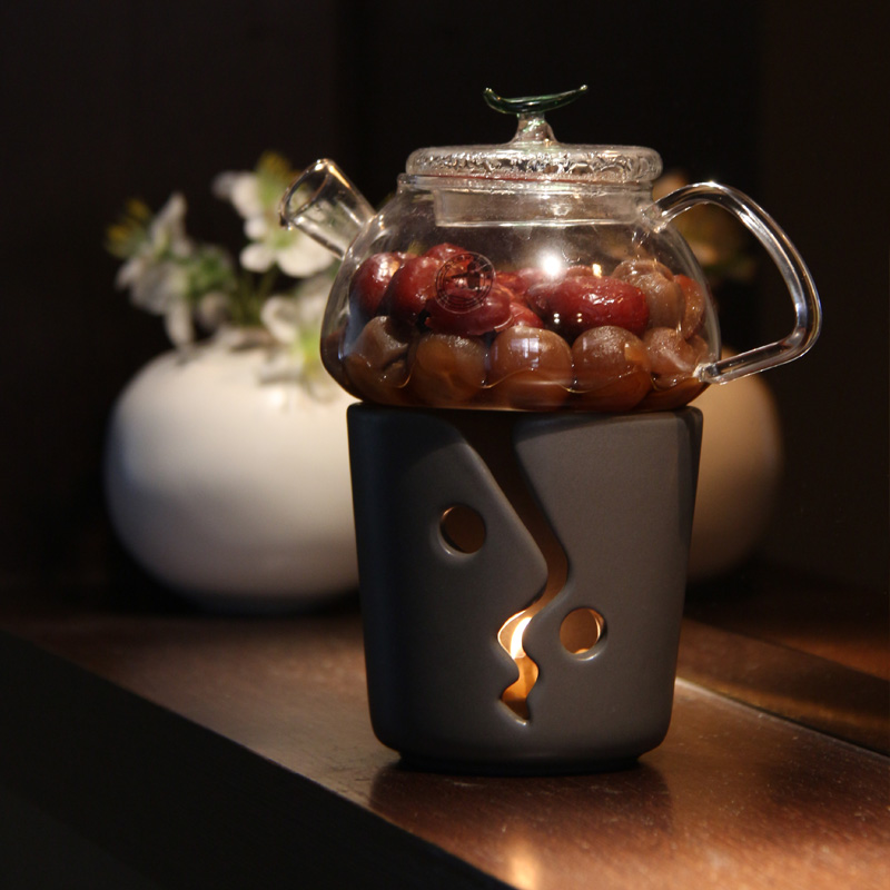 Chia-Yuan kissing face expression ceramic candle cup heated insulation teahouse decorative candlestick ornament couple gifts