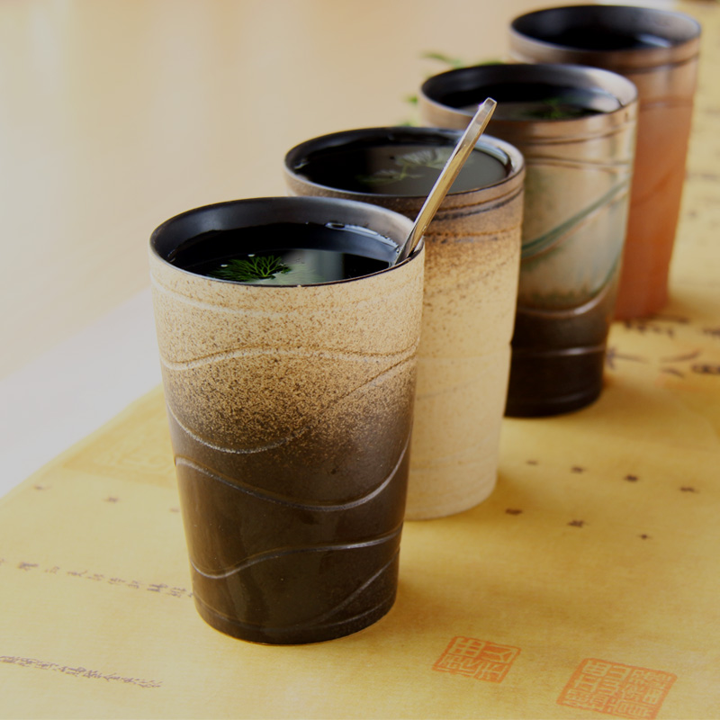 Chia-Yuan retro Japanese ceramic cup Coffee cup personality creative matte mug Japanese casual cup