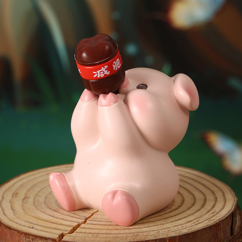 创意桌面摆件迷你可爱小动物猪可乐手办卡通公仔女生装饰小礼物