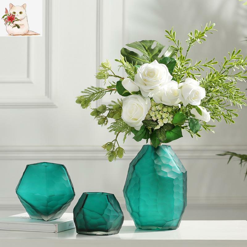 美式北欧几何菱形手工创意水培玻璃花瓶现代卧室样板房干花插花器