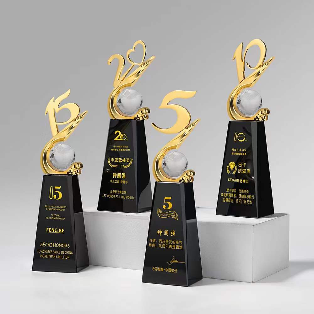 水晶数字奖杯定制5 10 15 20十周年公司年会庆典纪念礼品优秀员工