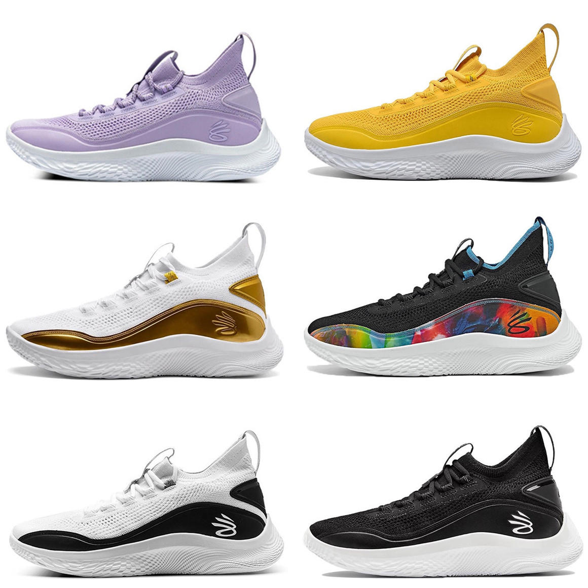 库里8代篮球鞋男ua中高帮全明星黑彩白金curry9蓝黄鸳鸯实战靴女6