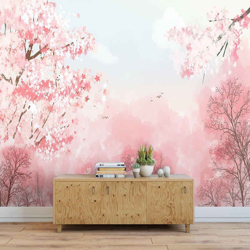 98￥日式和风唯美手绘樱花花朵花瓣飘落装饰照片背景ai矢量设计素材图