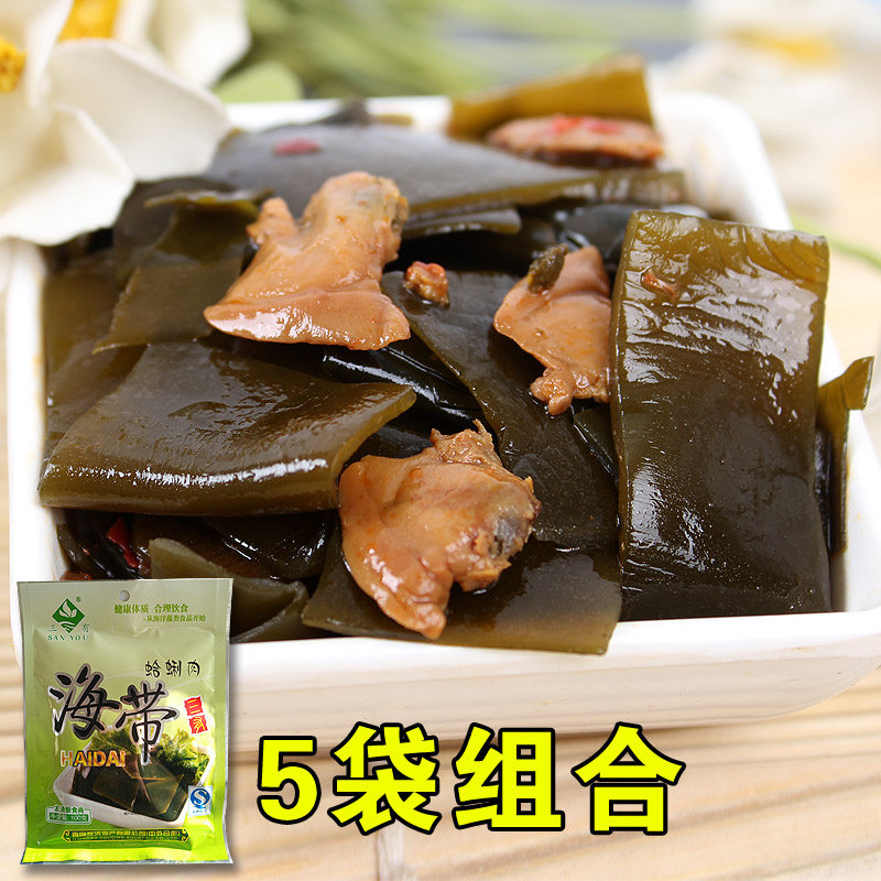 Clam meat keel silk crony dish ready-to-eat keel block seafood snacks slightly spicy 5 bag combination 500g