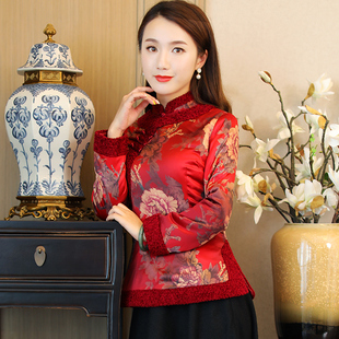 如意风冬中式唐装女中国风旗袍上衣加棉袄加厚过年红色民族风女装