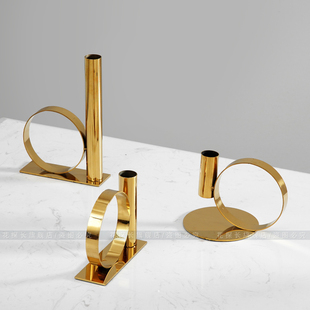 烛台不锈钢米兰设计师款式客厅餐厅桌北欧轻奢软装饰品蜡烛台托台