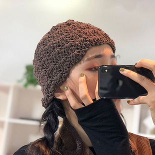 原创文艺简约纯手工编织麻花辫帽子 粗麻绳贝雷帽子棉麻四季帽子