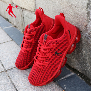 中国乔丹运动鞋男牌子鞋子红色跑步鞋男士品牌男鞋正品大红色气垫