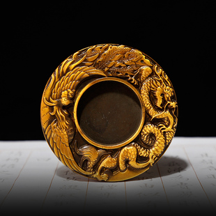 小楷砚台把玩收藏馈赠仿古铜器 复古摆件铜书法国画用品墨碟笔舔