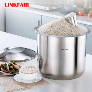 凌丰304不锈钢米桶米缸加厚家用粮食面粉箱盒密封防虫防潮20/30斤