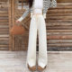 
2025 new winter clothing 200Jin [Jin equals 0.5kg] fat mm large size plus velvet warm straight pants elastic waist slit wide leg casual pants