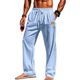 Amazon Cross-border Europe and America Four Seasons Thin Beach Casual Lace New Men's Cotton and Linen Drawstring Straight Pants Men