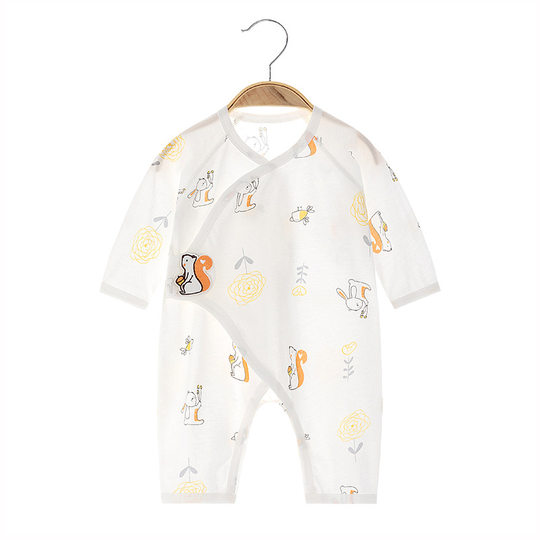 Summer Newborn's jumpsuit Baby's Pure Cotton Thin Boneless Clothes Hare Long-sleeved Baby's Summer Air-conditioning Clothes