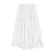 Retro spliced ​​twill lace skirt for women in early spring white elastic waist slimming mesh a-line long skirt cake skirt
