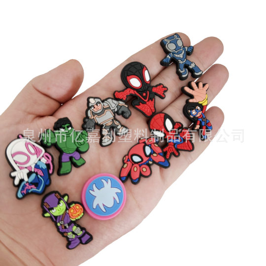 Marvel Marvel Shoe Flower Peter Spiderman Shoe Buckle Hole Shoes DIY Accessories PVC Soft Rubber Removable Shoe Accessories