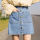 French white denim a-line short skirt for women 2024 summer new lazy style retro sports casual denim skirt
