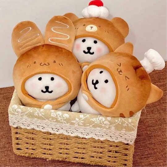 Burnt Bread Series 10cm Cotton Doll Headgear Self-Deprecating Bear Labubu Baby Clothes Plush Doll Doll Accessories