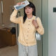 Large size women's fake two-piece long-sleeved tops for women's coat 2025 spring fat mm slim knitted cardigan 22829 naizi