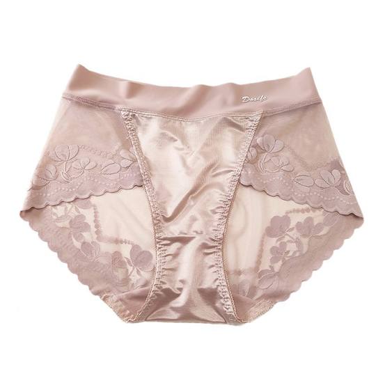 High-end satin light luxury lace large size waist underwear ladies hip breathable net yarn cotton crotch briefs
