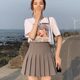 (Safety pants+zipper+button) pleated skirt jk uniform skirt wild skirt spring and summer short skirt tide
