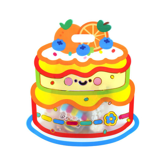 Factory direct sales birthday cake gift bag snack candy packaging bag transparent kindergarten children's portable gift bag
