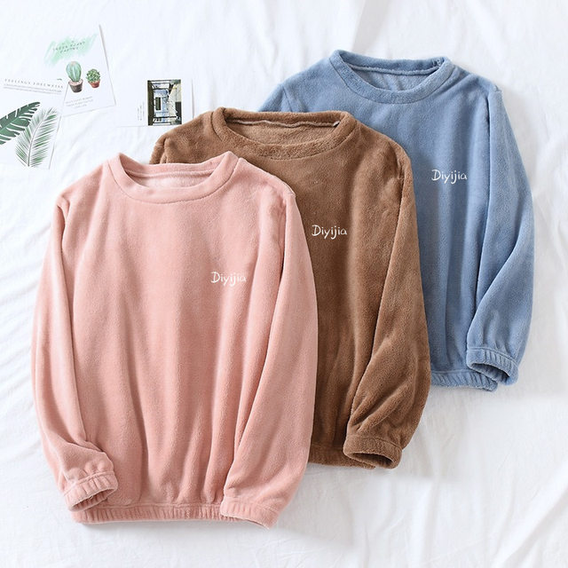 Fairy warm pants jacket put on female autumn and winter coral velvet warm loose loose large size pajamas
