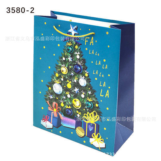 Cross Border 25 Years New Christmas Gift Bag Christmas Eve Handbag Candy Packaging Creative White Card Kraft Paper Packaging
