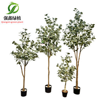 Indoor Artificial Plant Eucalyptus Fake Tree Bonsai Living Room Floor Decoration Money Leaf Fake Green Plant Potted Ornaments