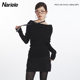 Nariele European and American one-shoulder top for women in autumn off-shoulder design niche slim temperament long-sleeved knitted sweater