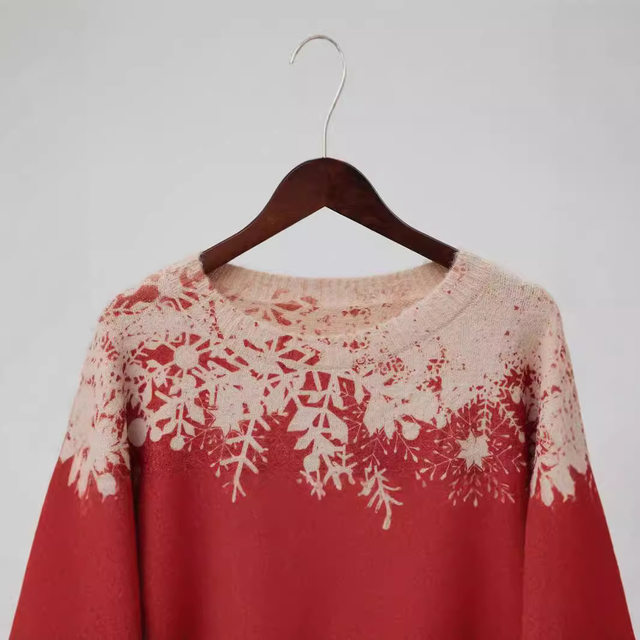 European and American large size women's clothing, women's ugly Christmas sweater animal pattern, snowflake 3D snowman pullover mink knitted sweater
